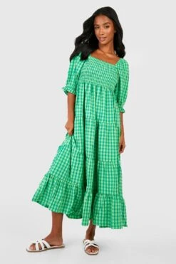 Petite - Robe Mi-longue à Imprimé Vichy -BOOHO Kleidung Magasin gzz38611 green xl 2