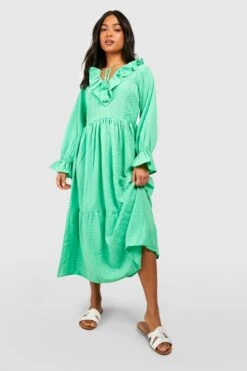 Petite - Robe Babydoll Texturée à Volants