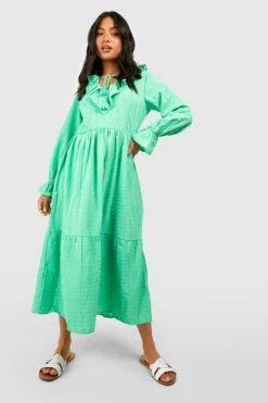 Petite - Robe Babydoll Texturée à Volants -BOOHO Kleidung Magasin gzz38613 pale20green xl 2