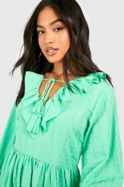 Petite - Robe Babydoll Texturée à Volants -BOOHO Kleidung Magasin gzz38613 pale20green xl 3