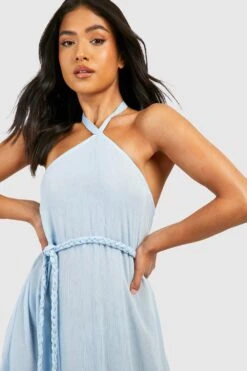 Petite - Robe Longue Dos Nu à Volants Et Ceinture 8 Petite - Robe Longue Dos Nu à Volants Et Ceinture -BOOHO Kleidung Magasin gzz38634 blue xl 2