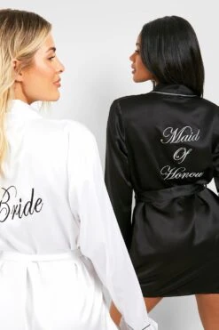 BOOHOO Robe De Chambre Satinée à Slogan Maid Of Honour