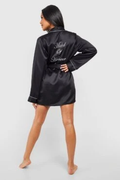 BOOHOO Robe De Chambre Satinée à Slogan Maid Of Honour 8 BOOHOO Robe De Chambre Satinée à Slogan Maid Of Honour -BOOHO Kleidung Magasin gzz38641 black xl 2