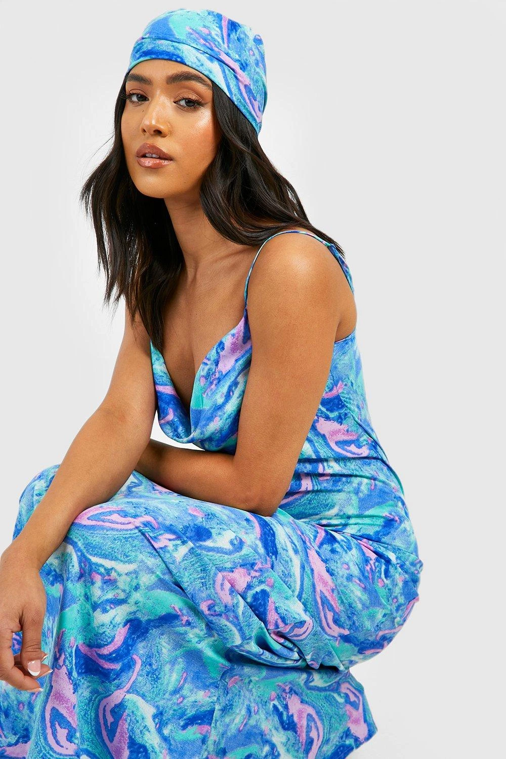 Petite - Ensemble Marbré Avec Foulard Et Robe Longue 5 Petite - Ensemble Marbré Avec Foulard Et Robe Longue – Image 3