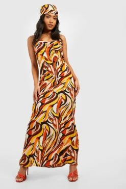 Petite - Ensemble Zébré Avec Foulard Et Robe Longue