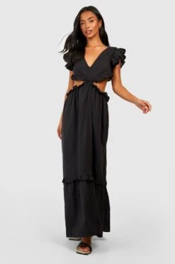 Petite - Robe Longue En Lin à Volants