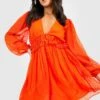 Petite - Robe Babydoll Plumetis En Mesh -BOOHO Kleidung Magasin gzz38724 orange xl