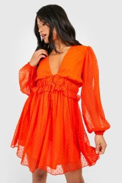 Petite - Robe Babydoll Plumetis En Mesh -BOOHO Kleidung Magasin gzz38724 orange xl 2