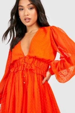 Petite - Robe Babydoll Plumetis En Mesh -BOOHO Kleidung Magasin gzz38724 orange xl 3