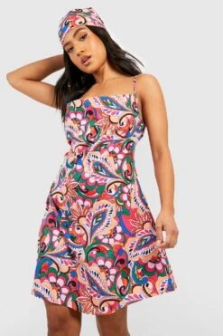 Petite - Ensemble Abstrait Avec Robe Courte Et Foulard 8 Petite - Ensemble Abstrait Avec Robe Courte Et Foulard -BOOHO Kleidung Magasin gzz38768 pink xl 2