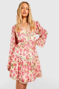 BOOHOO Tall - Robe Patineuse Fleurie En Mesh