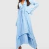 Tall - Robe Texturée Décolletée à Volants -BOOHO Kleidung Magasin gzz38794 powder20blue xl