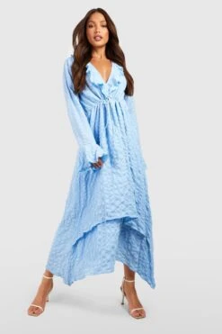 Tall - Robe Texturée Décolletée à Volants -BOOHO Kleidung Magasin gzz38794 powder20blue xl 2