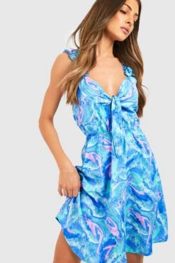 Robe Patineuse à Bretelles Et Imprimé Marbre 9 Robe Patineuse à Bretelles Et Imprimé Marbre -BOOHO Kleidung Magasin gzz38814 blue xl 3