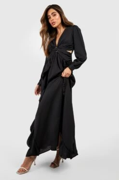 Robe Longue à Découpes Et Anneau -BOOHO Kleidung Magasin gzz38856 black xl 2