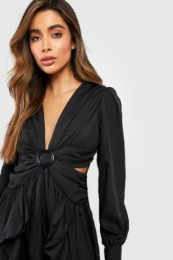 Robe Longue à Découpes Et Anneau -BOOHO Kleidung Magasin gzz38856 black xl 3