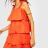 Robe Courte à Bretellese Et Volants -BOOHO Kleidung Magasin gzz38868 orange xl