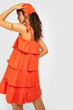 Robe Courte à Bretellese Et Volants -BOOHO Kleidung Magasin gzz38868 orange xl 1