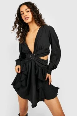 Robe Portefeuille à Volants Et Découpes