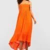 Robe Mi-longue Froncée à Volants 1 Robe Mi-longue Froncée à Volants -BOOHO Kleidung Magasin gzz39002 orange xl