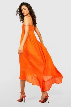 Robe Mi-longue Froncée à Volants -BOOHO Kleidung Magasin gzz39002 orange xl 1