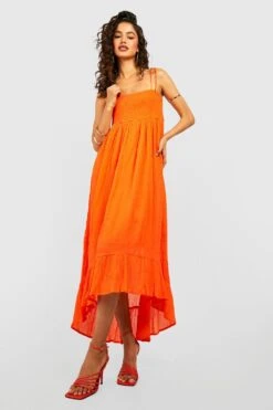 Robe Mi-longue Froncée à Volants -BOOHO Kleidung Magasin gzz39002 orange xl 2