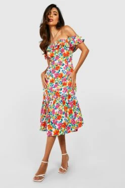 Robe Mi-longue Fleurie à Volants -BOOHO Kleidung Magasin gzz39020 green xl 2