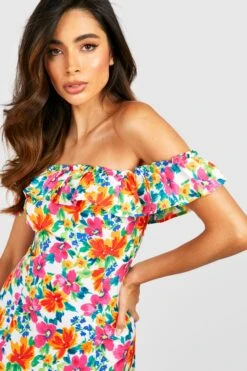 Robe Mi-longue Fleurie à Volants -BOOHO Kleidung Magasin gzz39020 green xl 3