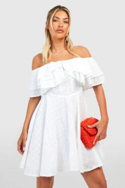 Robe Patineuse Brodée à épaules Dénudées 8 Robe Patineuse Brodée à épaules Dénudées -BOOHO Kleidung Magasin gzz39034 white xl 2