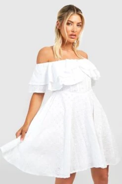 Robe Patineuse Brodée à épaules Dénudées 9 Robe Patineuse Brodée à épaules Dénudées -BOOHO Kleidung Magasin gzz39034 white xl 3