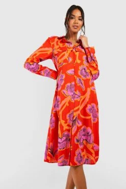 Robe Chemise Oversize Fleurie -BOOHO Kleidung Magasin gzz39076 pink xl 2