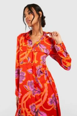 Robe Chemise Oversize Fleurie -BOOHO Kleidung Magasin gzz39076 pink xl 3