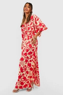 Robe Fleurie à Manches Chauve-souris