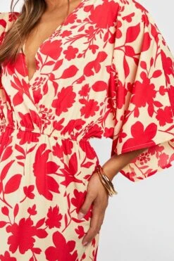 Robe Fleurie à Manches Chauve-souris -BOOHO Kleidung Magasin gzz39077 pink xl 3