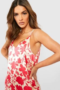 Robe Longue Satinée Fleurie -BOOHO Kleidung Magasin gzz39654 pink xl 3