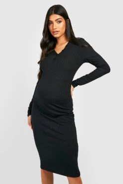 Maternité - Robe Pull De Grossesse Boutonnée -BOOHO Kleidung Magasin gzz39708 black xl 3