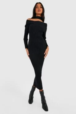 Robe Pull Premium à Col Bateau 8 Robe Pull Premium à Col Bateau -BOOHO Kleidung Magasin gzz39774 black xl 2