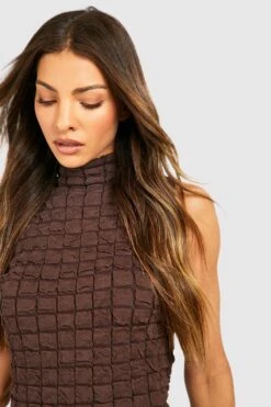 Robe Pull Premium Texturée à Col Montant -BOOHO Kleidung Magasin gzz39777 chocolate xl 3