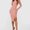 Robe Mi-longue Fendue à épaulettes -BOOHO Kleidung Magasin gzz39924 rose xl