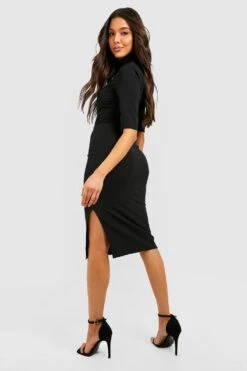 Robe Mi-longue Fendue à Col Montant -BOOHO Kleidung Magasin gzz39927 black xl 1