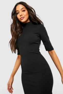 Robe Mi-longue Fendue à Col Montant -BOOHO Kleidung Magasin gzz39927 black xl 3