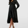 Maternité - Robe De Grossesse Longue Satinée à Volants -BOOHO Kleidung Magasin gzz39972 black xl