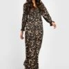 Petite - Robe Longue Léopard Froncée -BOOHO Kleidung Magasin gzz40259 black xl