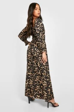 Petite - Robe Longue Léopard Froncée 7 Petite - Robe Longue Léopard Froncée -BOOHO Kleidung Magasin gzz40259 black xl 1