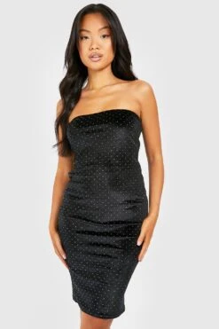 Petite - Robe Bandeau Cloutée En Velours -BOOHO Kleidung Magasin gzz40744 black xl 2