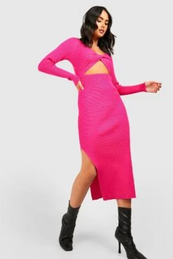 Robe Mi-longue Nouée à Découpes