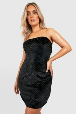 Grande Taille - Robe Bandeau Courte Métallisée