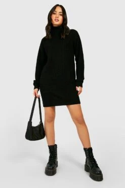 Robe Pull à Col Roulé 8 Robe Pull à Col Roulé -BOOHO Kleidung Magasin gzz40960 black xl 2