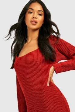 Robe Pull En Maille à Col Bateau -BOOHO Kleidung Magasin gzz40966 rust xl 3