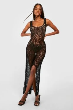 BOOHOO Robe Longue Fendue En Maille Fine